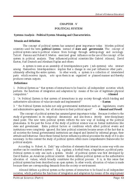 Political Science 1-43-47 - CHAPTER -V POLITICAL SYSTEM Systems ...