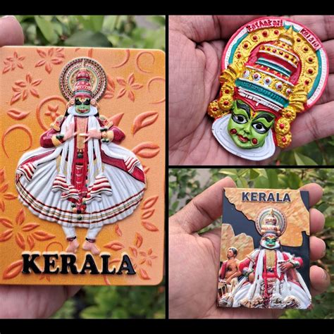 3D Polymarble Kerala Kathakali Dance Fridge Magnet Set of 3 – Arte House