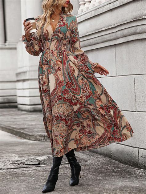 EMERY ROSE Paisley Print Ruffle Hem Dress | SHEIN USA