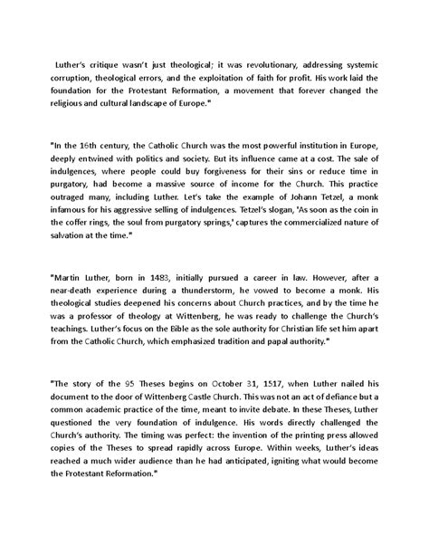 Luther and 95 theses - Luther’s critique wasn’t just theological; it ...