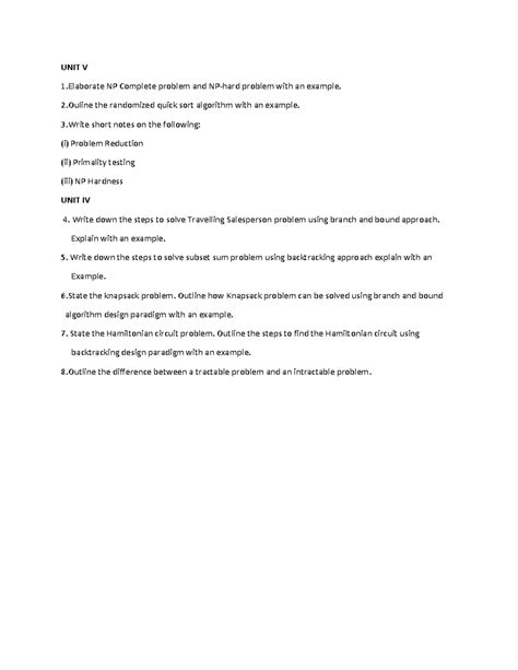 EPC Questions - UNIT V 1 NP Complete problem and NP-hard problem with ...