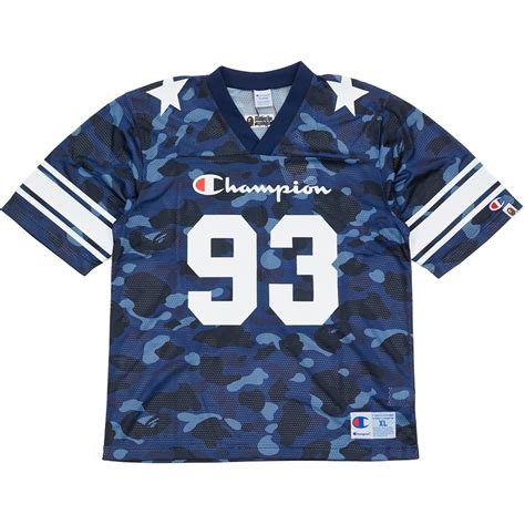 Check out the BAPE Champion Color Camo Football Jersey Navy available ...