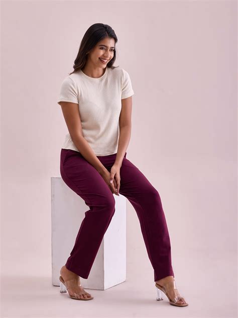 Wine Cotton Stretch Track Pant – Go Colors India