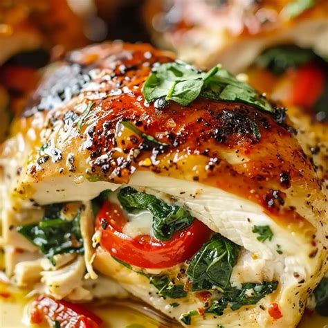 Roasted Red Pepper Spinach Stuffed Chicken Recipe