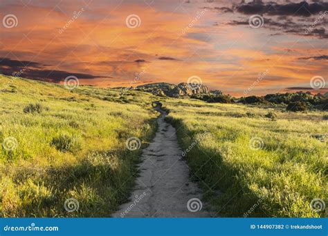 San Fernando Valley Mountain Trail Sunrise Los Angeles California Stock ...