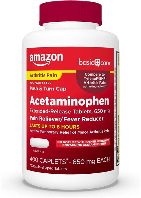 Amazon.com: Amazon Basic Care Acetaminophen Extended-Release Tablets, 650 mg, Arthritis Pain ...