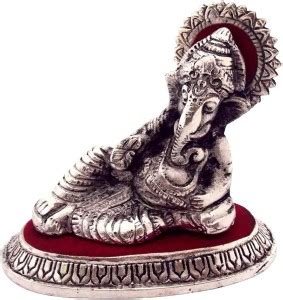 Etsi Bitsi White Metal Ganesha as Resting Position Decorative Showpiece ...