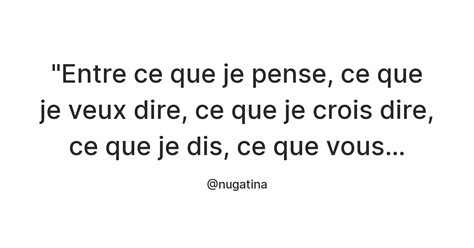 "Entre ce que je pense, ce que je veux dire, ce que je crois dire, ce ...
