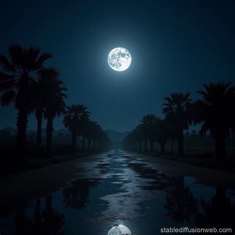 Egyptian Moonlit Night Under Rain | Stable Diffusion Online