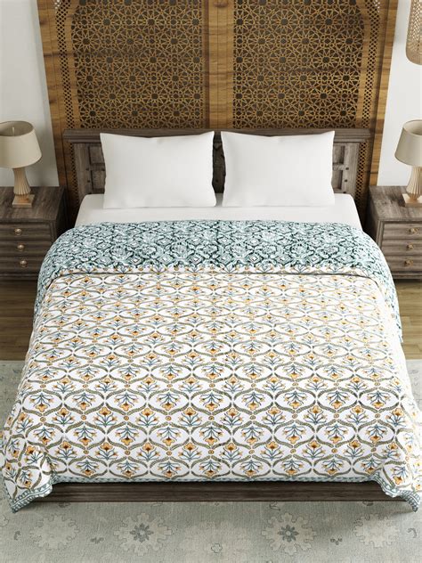 Hand Block Printed Cotton King Size Quilt (Design 55) – Blocks Of India