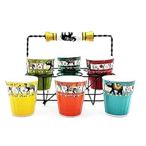 Buy NOHUNT Ceramic Tea Cup Cutting Chai Glasses with Stand Tea Glasses ...