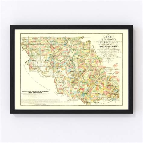 Iberville Parish Map 1883, Vintage Iberville Parish Map, Old Iberville ...
