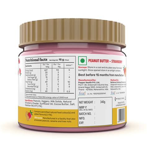 The Butternut Co. Natural Peanut Butter (Crunchy) 1kg & Strawberry