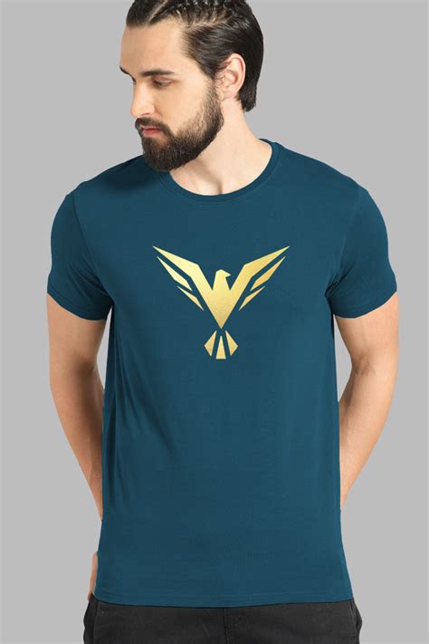 Buy ADRO Men's Bird Gold Printed Cotton T-Shirt Online