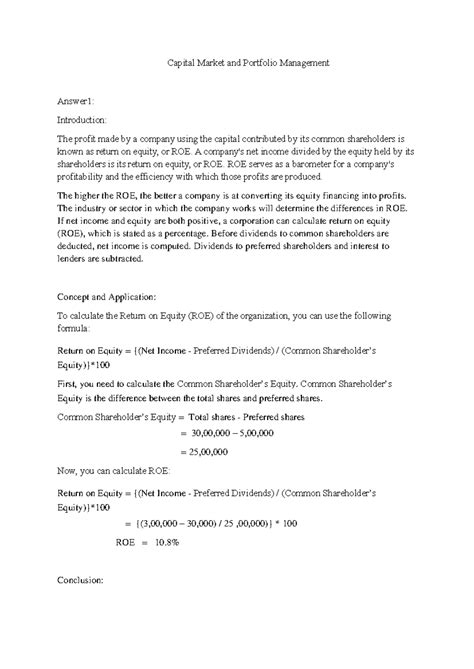 Capital Market and Portfolio Management Final Assignment - Capital ...