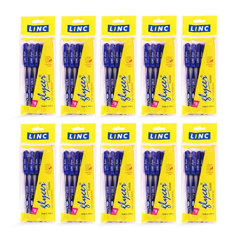 Linc Glycer Ball Pen (0.7 mm, Transparent Body, Blue Ink, Pack of 50 ...