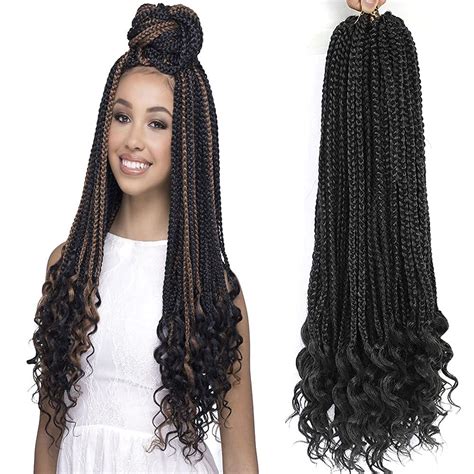 Buy Box Braids Crochet Hair with Curly Ends 18inches 6Packs Crochet Box ...