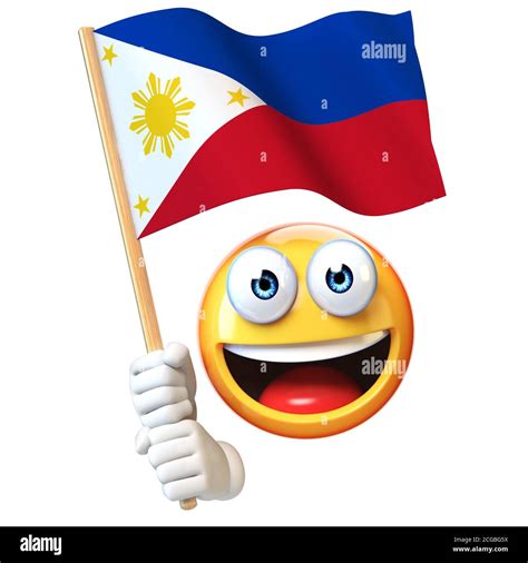 Emoji holding Philippines flag, emoticon waving national flag of ...