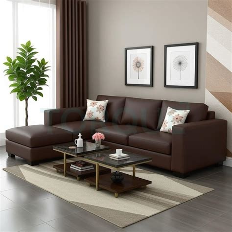 Torque Mendoza 4 Seater L Shape Sofa with Ottoman - LHS-Dark Brown | L ...