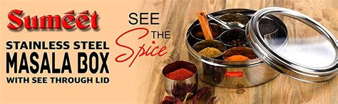 Buy Sumeet Stainless Steel Round Masala (Spice) BoxOrganiser with See ...
