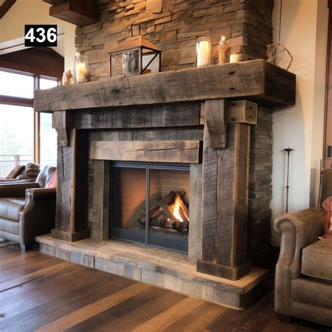 Regal Looking Reclaimed Wood Beam Fireplace Mantel With Legs #436 ...