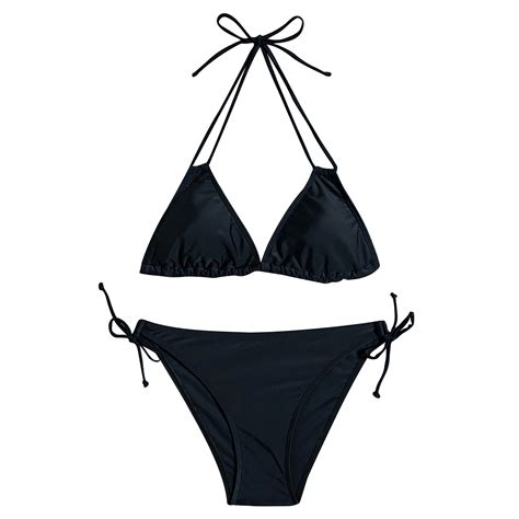 BUIgtTklOP Women's Sexy Bikini Sets Ring Triangle Tie Bathing Suits 2 ...