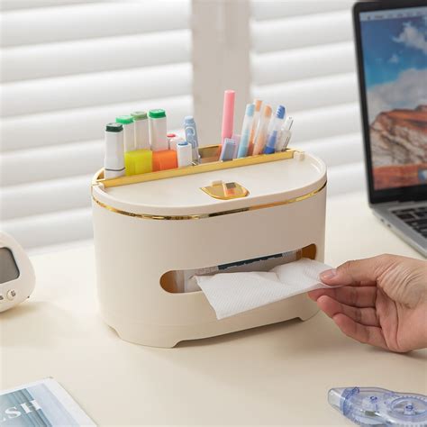 All-in-One Desktop Organizer with Tissue Holder, Phone Stand & Pen – C ...