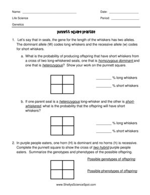 NJ Westwood Regional School District Punnett Form - Fill Online ...