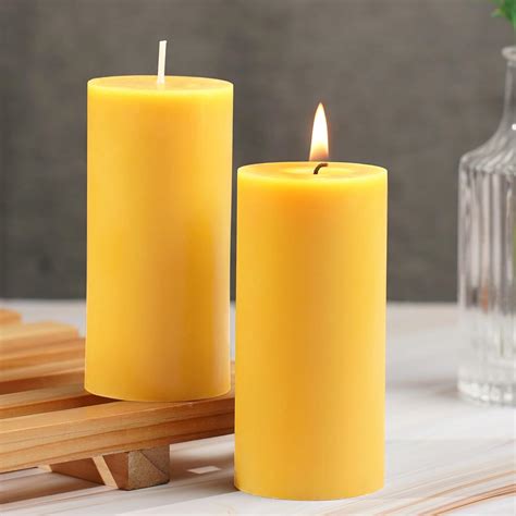Pure Beeswax Pillar Candles 2 Packs,70 Hours Long Burning, 100% Natural ...