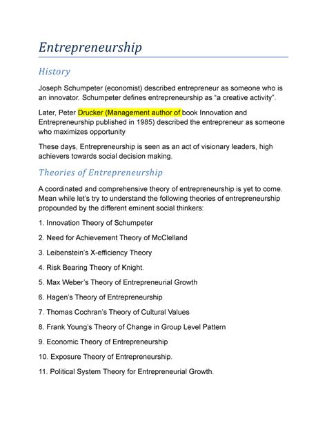 Entrepreneurship- theories - Entrepreneurship History Joseph Schumpeter ...