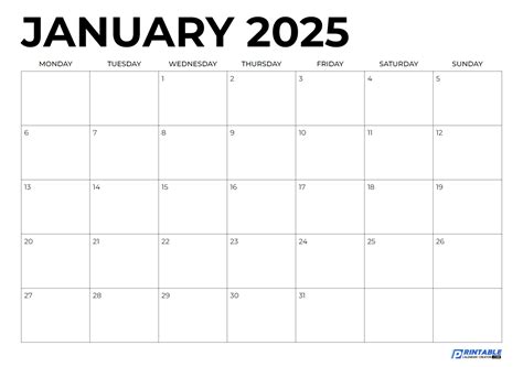January 2026 Printable Calendar Custom Dates - Make your own printable ...