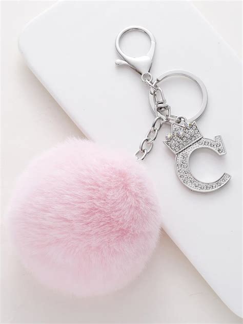 Pom Pom & Letter Charm Keychain | SHEIN USA