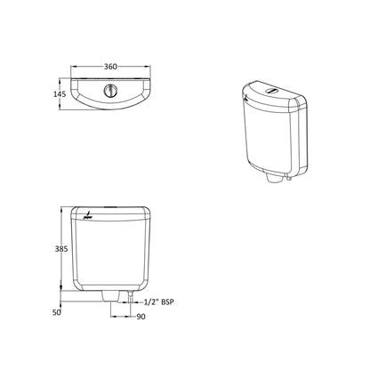 Jaquar External Wall Mounted Cistern Without Frame WHC-WHT-184NBTT ...