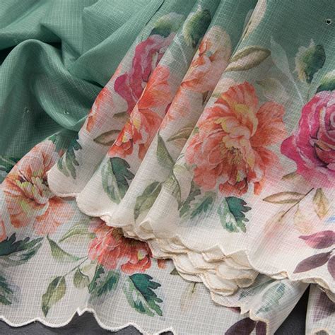 Kota-Tissue-Green-Printed-Saree – Kumaran Silks