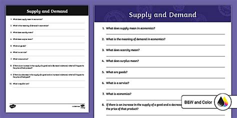Supply and Demand Quick Quiz