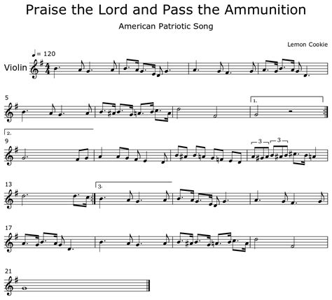 Praise the Lord and Pass the Ammunition - Sheet music for Violin