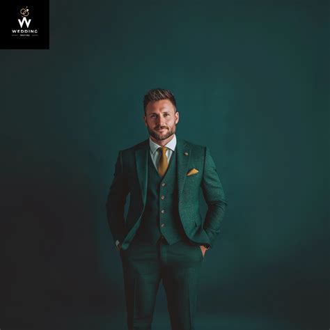 Men's Green 100% Merino Wool Three-Piece Suit – Vintage Wedding Suit f ...