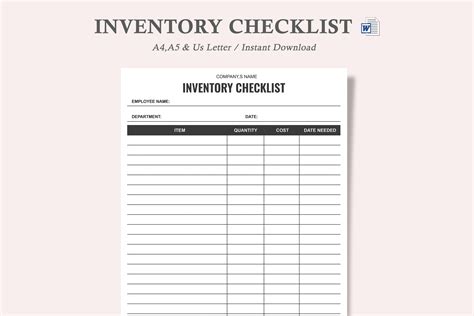 Inventory Checklist Graphic by watercolortheme · Creative Fabrica