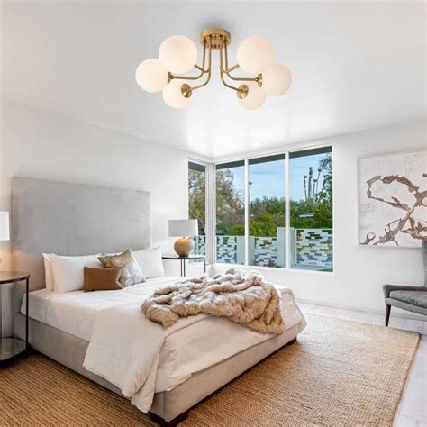 Buy PRIYA LIGHT Modern Semi Flush Hanging lamp 6-Light White Glass ...