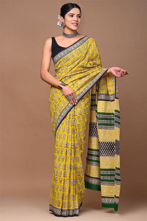 Bagru cotton sarees – VIKA Boutique