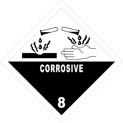 Adr 8 corrosive substance sign black and white diamond sign vector ...