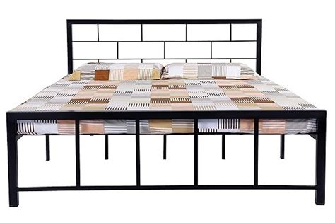 Laxmi KAPAT Metal Bed Without Storage with Headboard | Sturdy Powder ...