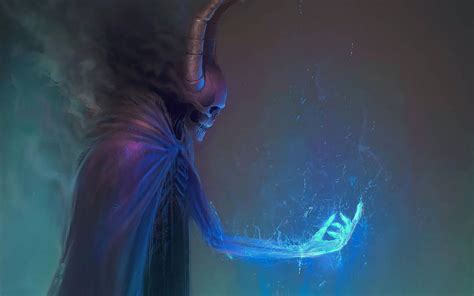 Download wallpaper 1920x1200 skeleton, skull, mantle, hand, horns, art ...
