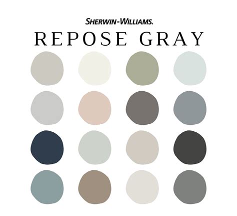 Sherwin Williams REPOSE GRAY Color Palette - NISH