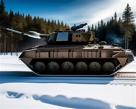 Lexica - A Swedish combat vehicle 90 (cv90) driving through snow