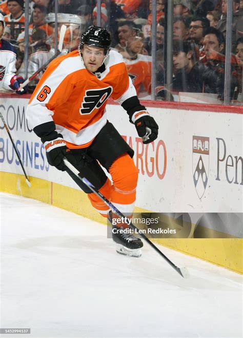 Travis Sanheim of the Philadelphia Flyers skates against the Columbus ...