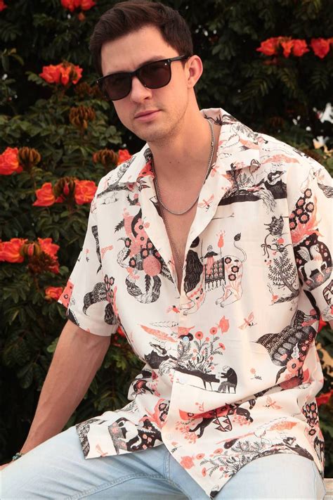 Gritstones White "Craft" Oversized Printed Shirt