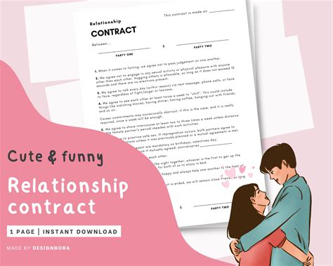 Relationship Contract - Funny Printable Planner, Funny Relation Contract, Funny Dating Relation ...