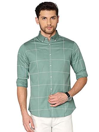 Dennis Lingo Men's Cotton Checkered Button Down Slim Fit Casual Shirt ...
