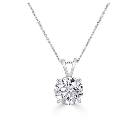 Vida Lab Diamonds Round Lab Created Pendant w/Chain, 14K - QVC.com